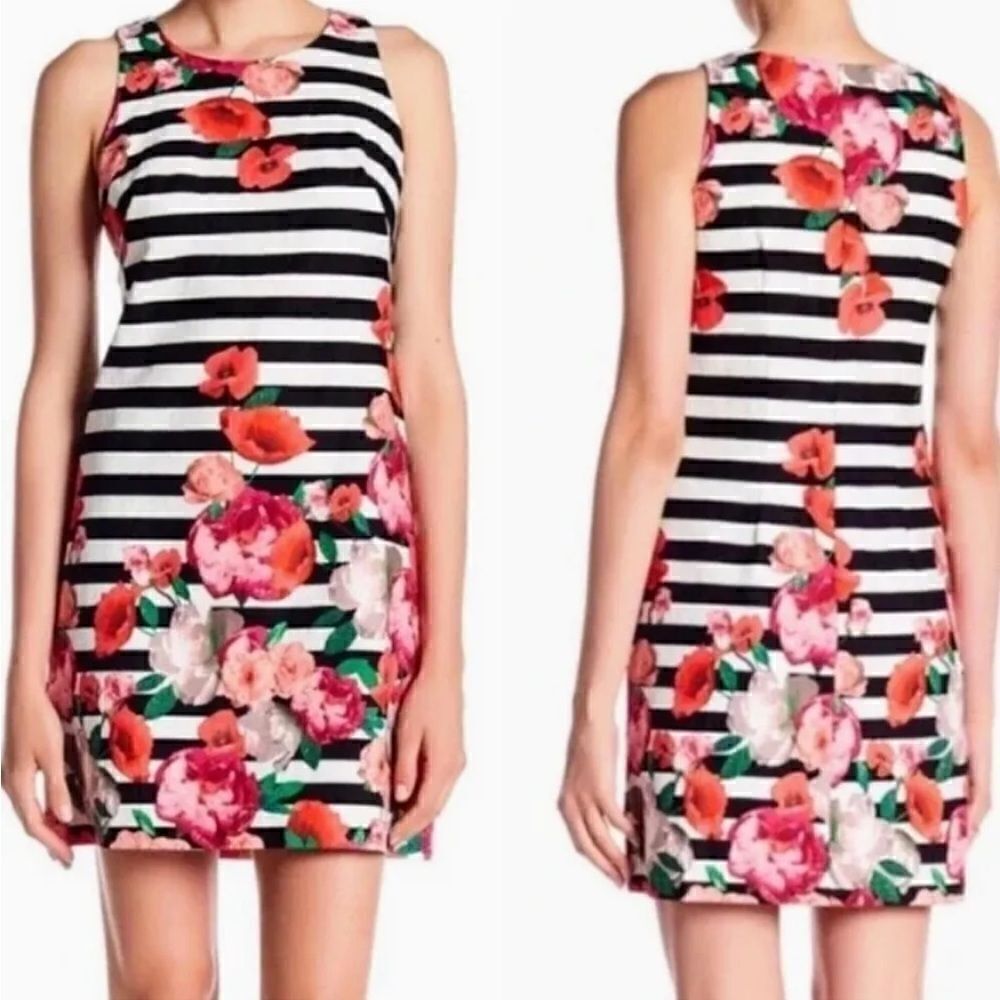 Eliza J Striped Floral Sheath Dress